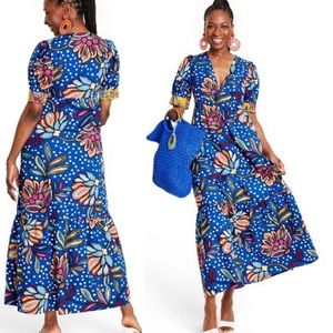 Mixed Floral/Polka-Dot-Puff-Sleeve Dress-Tabitha Brown for Target Sz 0-NWT